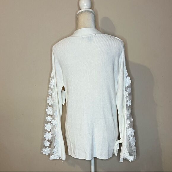 NWOT French Connection Caballo Floral-Lace Sleeve Sweater - Picture 5 of 9